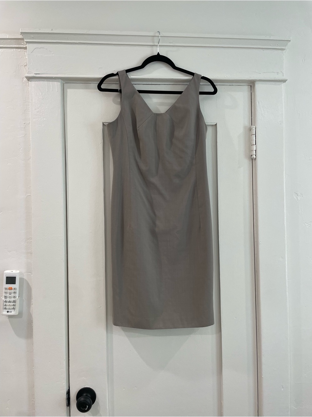 Sleeveless Midi Sheath Dress in Gray